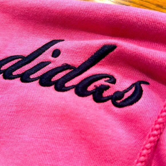 Adidas Embroidery Cursive Y2K 09/2005 Pink Hoodie XL - Picture 6 of 6